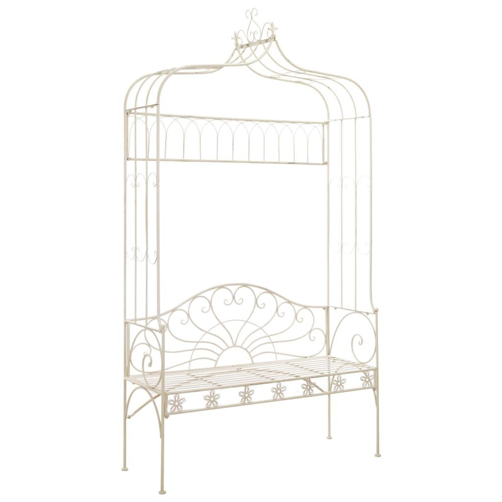 vidaXL Patio Bench 48" Iron Antique White