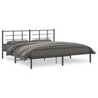 vidaXL Metal Bed Frame without Mattress with Headboard Black 76"x79.9"
