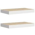 vidaXL Floating Wall Shelves 2 pcs Oak and White 19.7"x9.1"x1.5" MDF