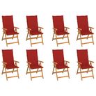 vidaXL Reclining Garden Chairs with Cushions 8 pcs Solid Teak Wood