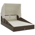 vidaXL Sunbed with Foldable Roof Brown 200x114x128 cm Poly Rattan