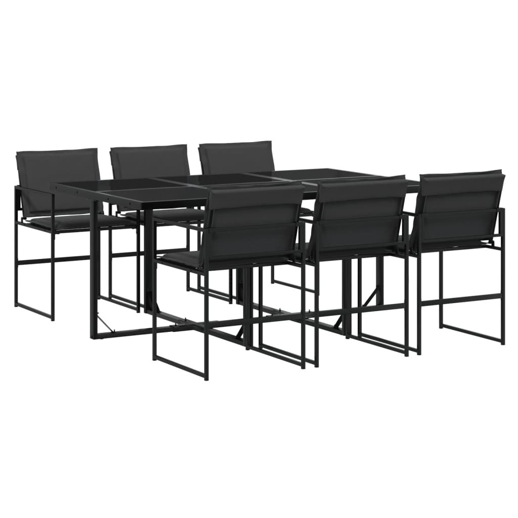 vidaXL 7 Piece Patio Dining Set with Cushions Black Textilene