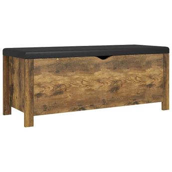 vidaXL Storage Box with Cushion Smoked Oak 41.3"x15.7"x17.7"