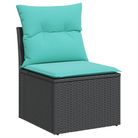 vidaXL Garden Chair Armless with Cushions Black Poly Rattan