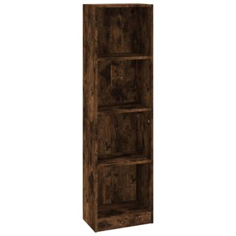vidaXL 4-Tier Book Cabinet Smoked Oak 15.7"x9.4"x56.3" Engineered Wood