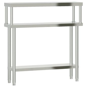 vidaXL Kitchen Work Table with Overshelf 110x30x120 cm Stainless Steel