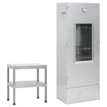vidaXL BBQ Oven Smoker with Table Galvanized Steel