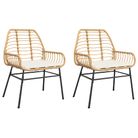 vidaXL Garden Chairs 2 pcs with Cushions Brown Poly Rattan