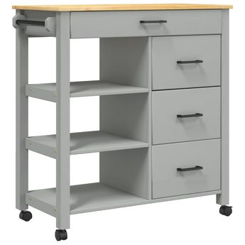 vidaXL Kitchen Trolley MONZA 33.1"x15.7"x34.8" Solid Wood Pine