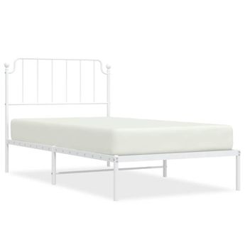 vidaXL Metal Bed Frame without Mattress with Headboard White 100x190cm