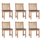 vidaXL Patio Chairs 6 pcs with Cushions Solid Teak Wood