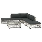 vidaXL 6 Piece Patio Lounge Set with Cushions Poly Rattan Gray
