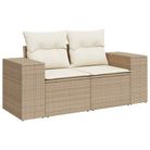vidaXL Garden Sofa with Cushions 2-Seater Beige Poly Rattan