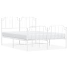 vidaXL Metal Bed Frame without Mattress with Footboard White 135x190cm