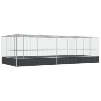 vidaXL Aviary with Extension Silver 285.4"x120.9"x83.5" Steel