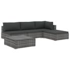 vidaXL 5 Piece Patio Lounge Set with Cushions Poly Rattan Gray