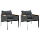 vidaXL Patio Chairs with Cushions 2 pcs Black Steel