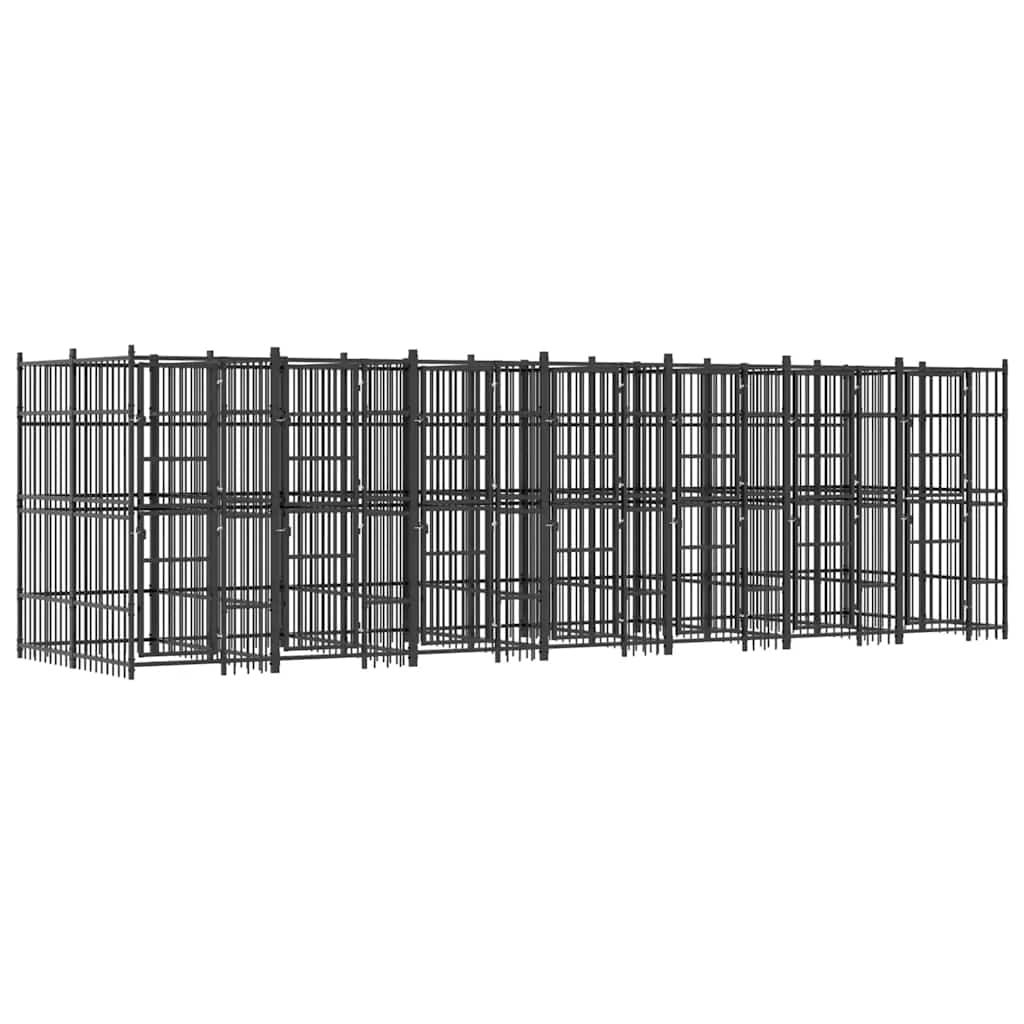 vidaXL Outdoor Dog Kennel Steel 138.9 ftÂ²