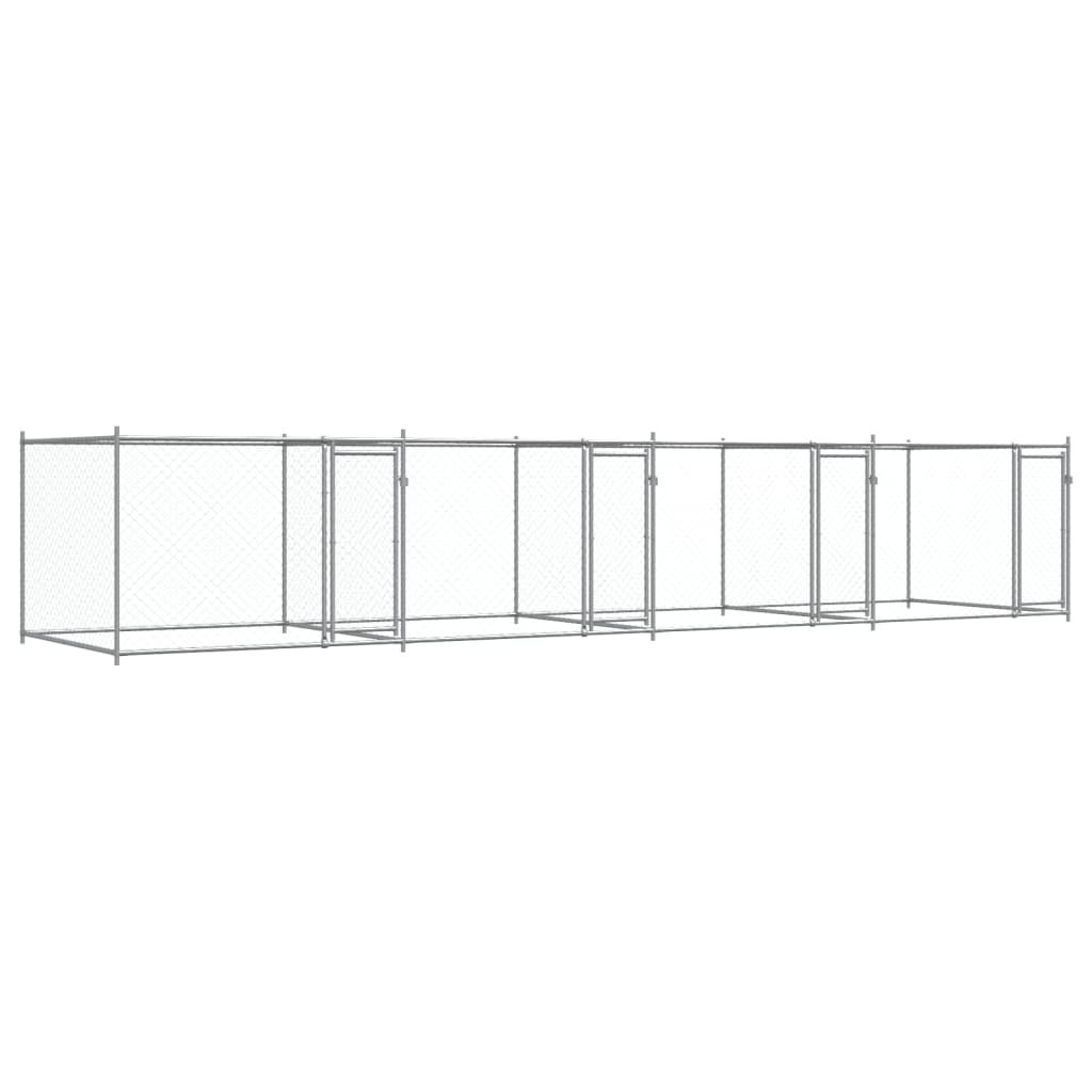 vidaXL Dog Cage with Doors Gray 26.2'x6.6'x4.9' Galvanized Steel