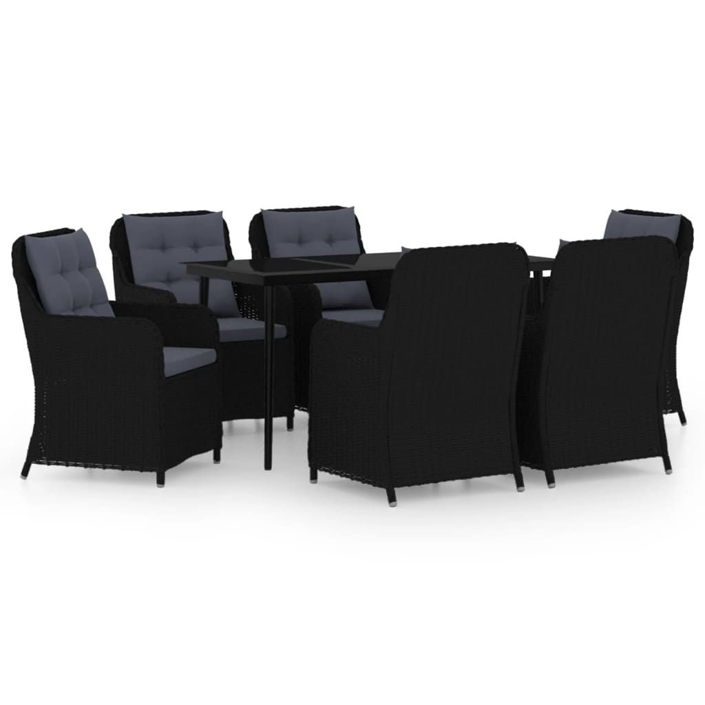 vidaXL 7 Piece Patio Dining Set Black