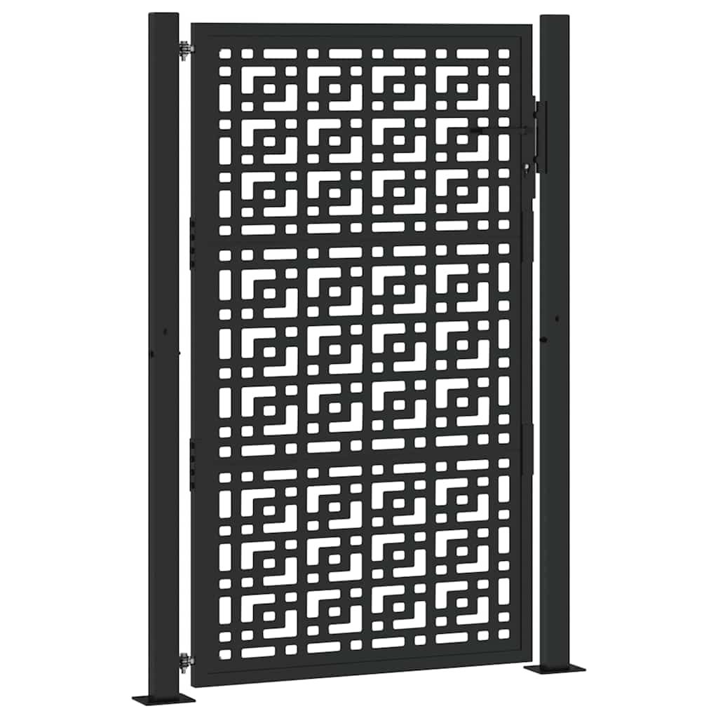 vidaXL Garden Gate Black 100x150 cm Steel Cross  Design
