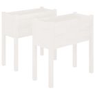 vidaXL Garden Planters 2 pcs White 27.6"x12.2"x27.6" Solid Wood Pine
