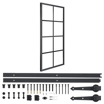 vidaXL Sliding Door Aluminium and ESG Glass with Hardware 76x205cm