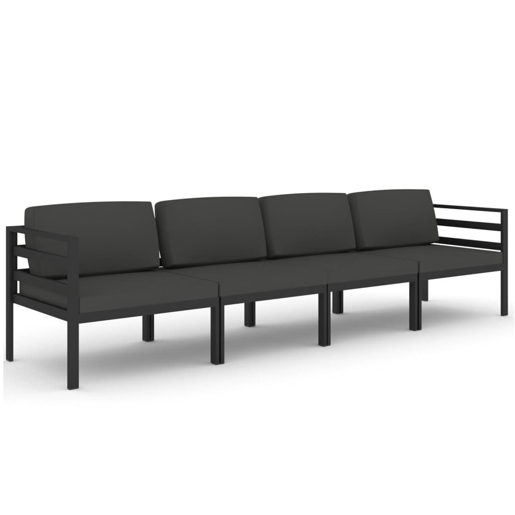 vidaXL 4 Piece Patio Lounge Set with Cushions Aluminum Anthracite