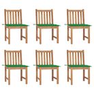 vidaXL Patio Chairs 6 pcs with Cushions Solid Teak Wood