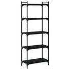 vidaXL Bookcase 5-Tier Black 23.6"x11.8"x60.6" Engineered Wood