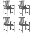 vidaXL Patio Chairs with Cushions 4 pcs Gray Solid Acacia Wood