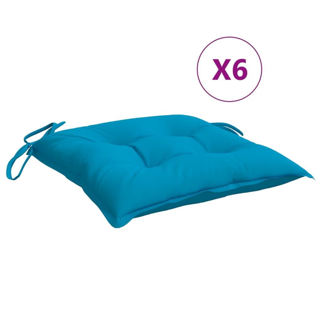 vidaXL Chair Cushions 6 pcs Light Blue 40x40x7 cm Oxford Fabric