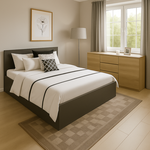 Modern bedroom in shades of gray