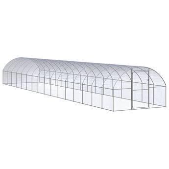 vidaXL Outdoor Chicken Coop 9.8'x52.5'x6.6' Galvanized Steel
