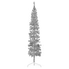 vidaXL Slim Artificial Half Christmas Tree with Stand Silver 7 ft