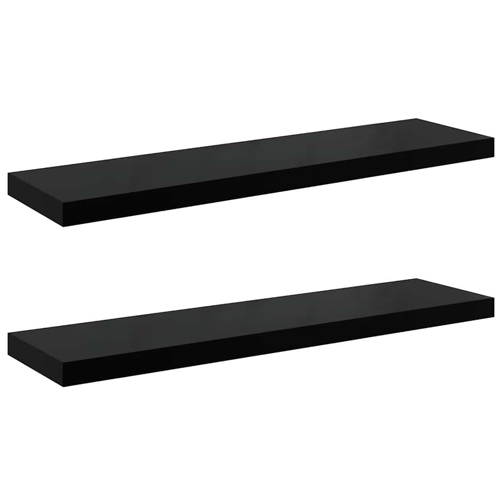 vidaXL Floating Wall Shelves 2 pcs High Gloss Black 35.4"x9.3"x1.5" MDF