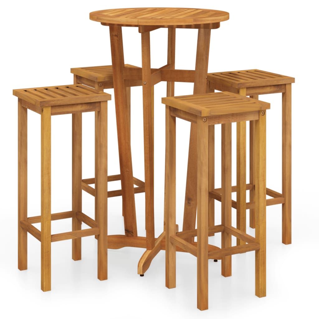 vidaXL 5 Piece Patio Bar Set Solid Wood Acacia