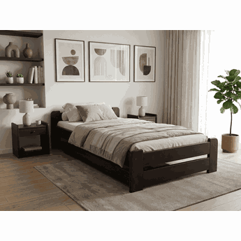Postel Emily 90 x 200 cm, ořech Rošt: Bez roštu, Matrace: Matrace Coco Maxi 20 cm