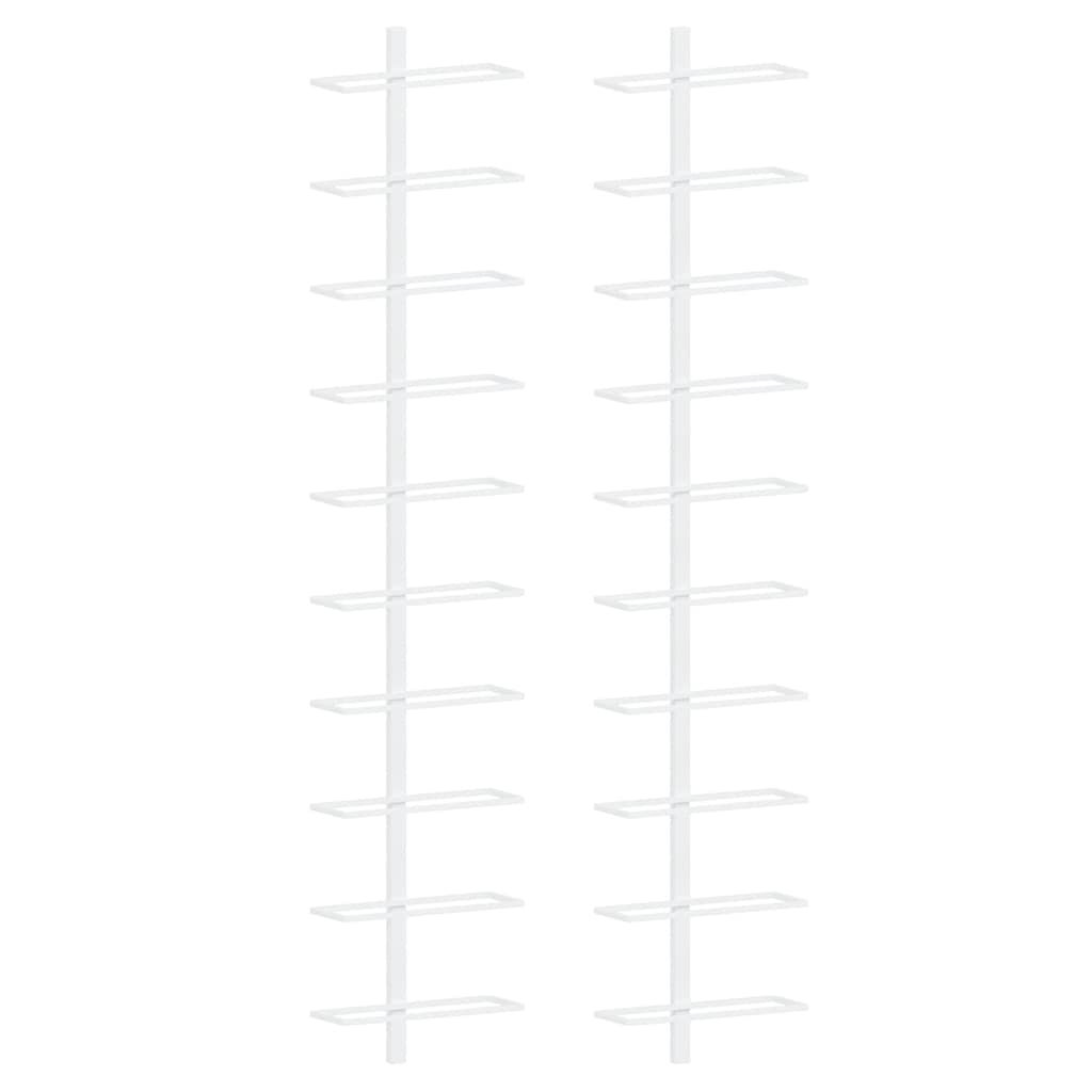 vidaXL Wall-mounted Wine Rack for 10 Bottles 2 pcs White Metal