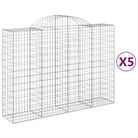 vidaXL Arched Gabion Baskets 5 pcs 200x50x140/160 cm Galvanised Iron