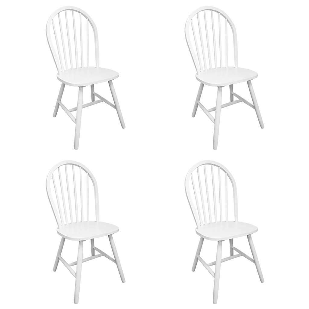 vidaXL Dining Chairs 4 pcs White Solid Rubber Wood