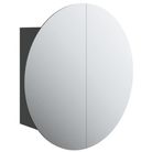 vidaXL Bathroom Cabinet with Round Mirror&LED Black 15.7"x15.7"x6.9"