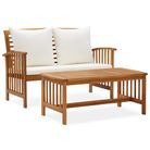 vidaXL 2 Piece Garden Lounge Set with Cushions Solid Acacia Wood
