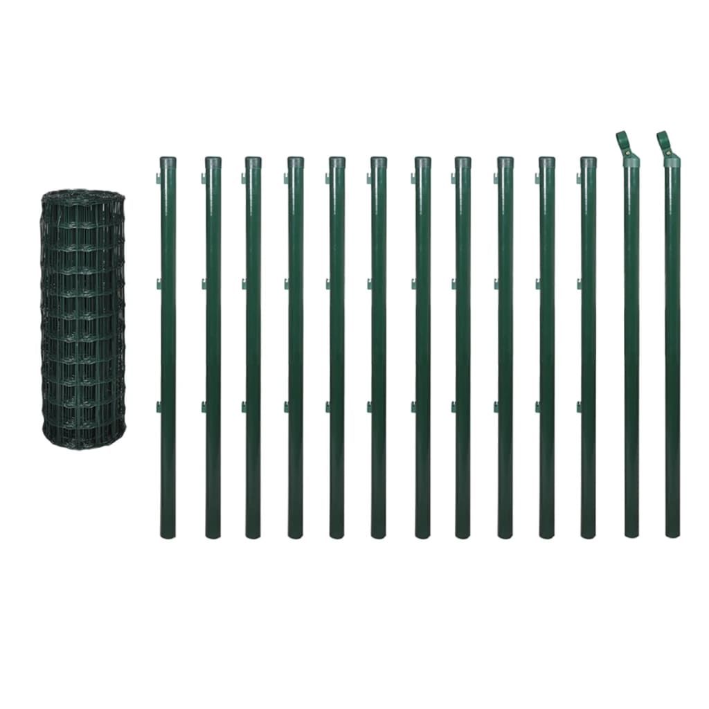 vidaXL Euro Fence Steel 82ftx3.3ft Green
