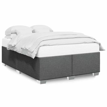 vidaXL Bed Frame without Mattress Dark Grey Queen Fabric