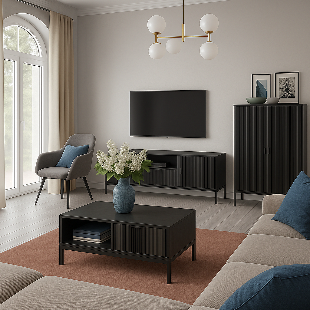 A modern living room with a touch of elegance