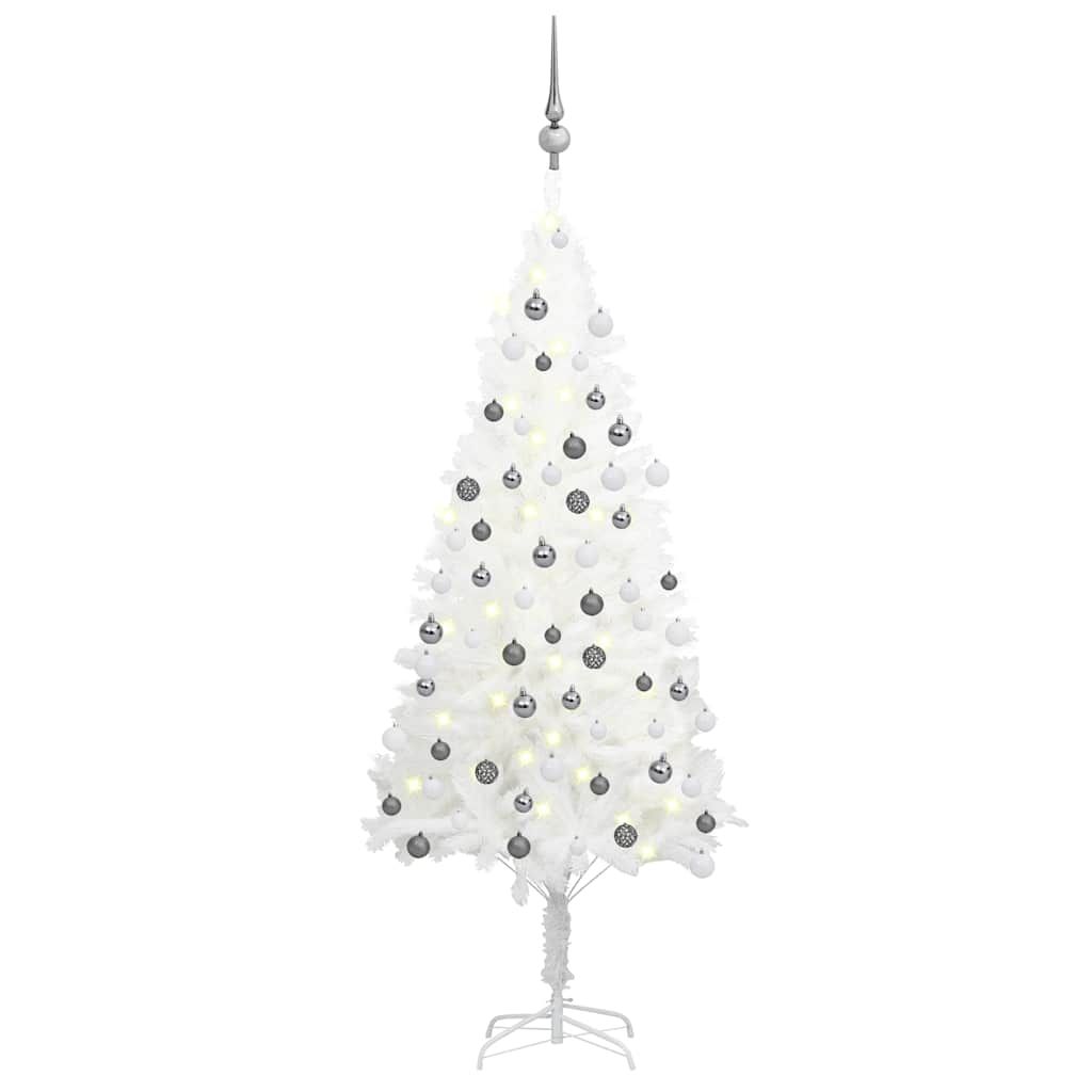 vidaXL Artificial Pre-lit Christmas Tree with Ball Set White 47.2"