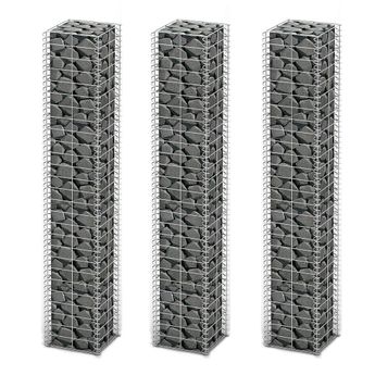 vidaXL Gabion Set 3 pcs Galvanised Wire 25 x 25 x 150 cm
