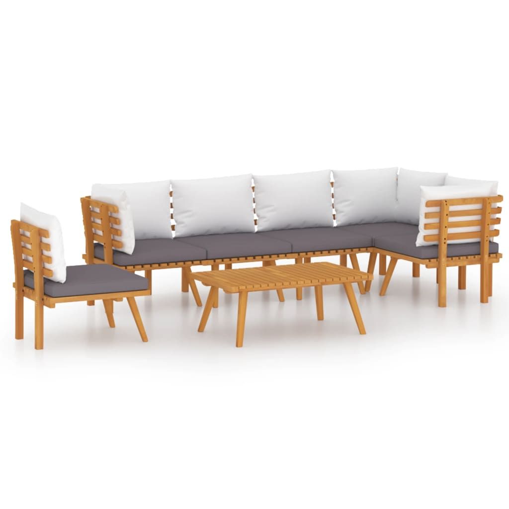 vidaXL 7 Piece Garden Lounge Set with Cushions Solid Acacia Wood