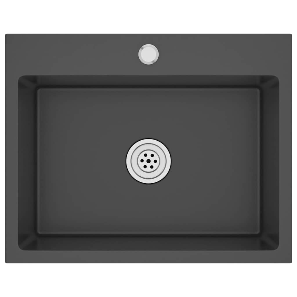 vidaXL Handmade Kitchen Sink Black Stainless Steel